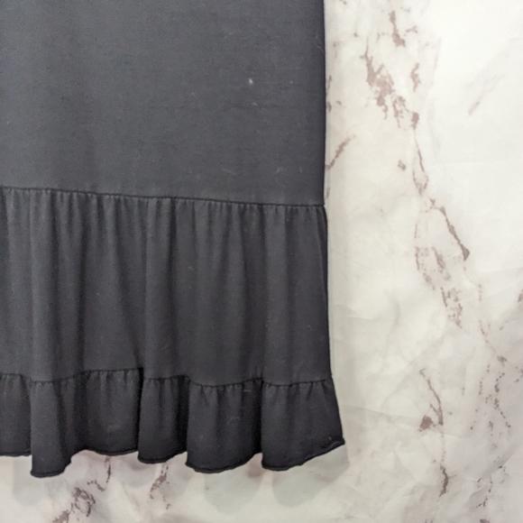 Garnet Hill Dress Small Black Tank Ruffle Stretch Sleeveless Jersey Viscose V - Picture 4 of 13